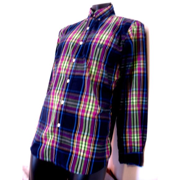 Chaps Blue/Green/Purple Cotton/Polyester Long Sleeve Shirt Men's Size Medium - Picture 5 of 14